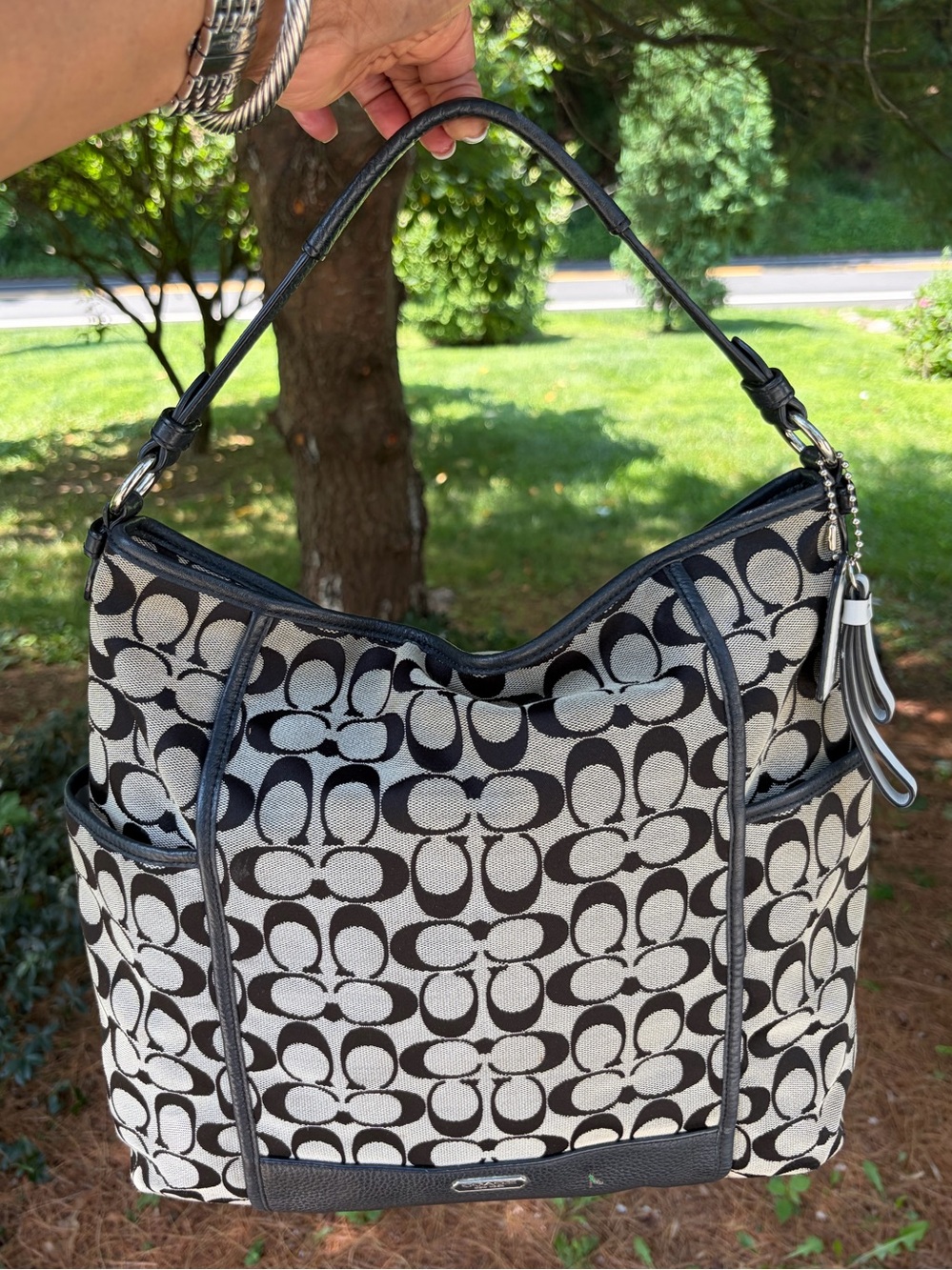 Coach Signature Black Jacquard Shoulder Bag F18917